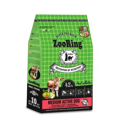 MEDIUM ACTIVE DOG Телятина и рис с яблоками с глюкозамином и хондроитином, 10 кг