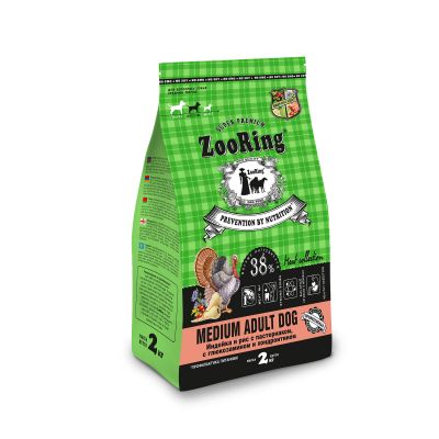 MEDIUM ADULT DOG Индейка и рис с пастернаком с глюкозамином и хондроитином, 2 кг