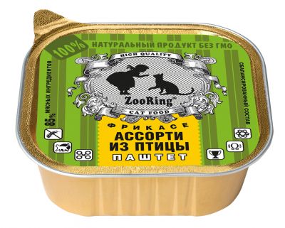 Паштет для кошек «Ассорти из птицы», 100 г x 16 шт
