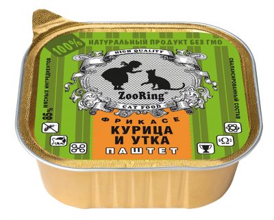 Паштет для кошек «Курица и утка», 100 г x 16 шт