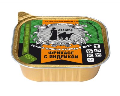 Кусочки в желе «Фрикасе с индейкой», 100 г x 16 шт