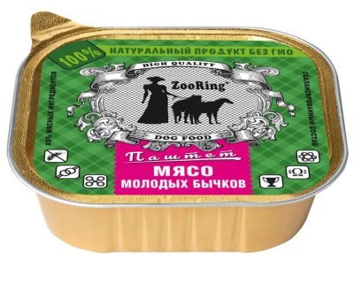 Паштет для собак «Мясо молодых бычков», 100 г x 16 шт